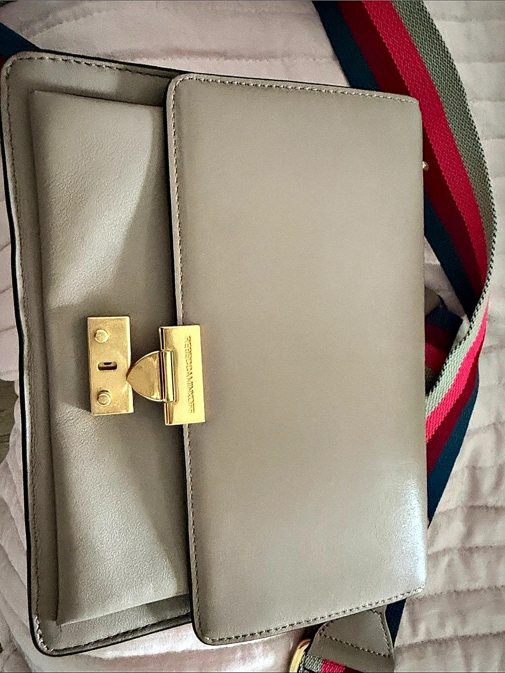 Rebecca Minkoff Gray Shoulder Bag with Striped Strap